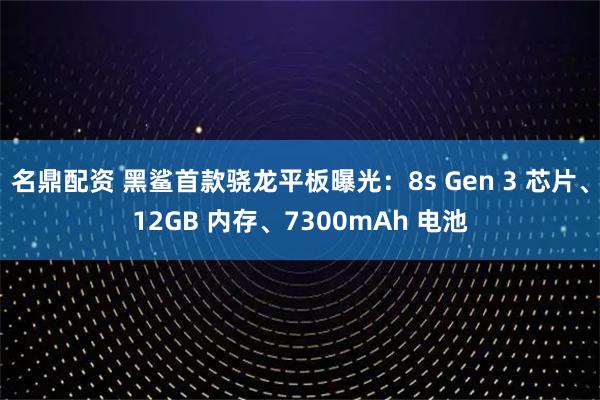 名鼎配资 黑鲨首款骁龙平板曝光：8s Gen 3 芯片、12GB 内存、7300mAh 电池